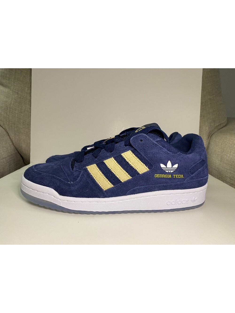 Adidas Forum Low CL HQ7477 Men's Sneakers 11.5 Navy Suede Georgia Tech Shoes
